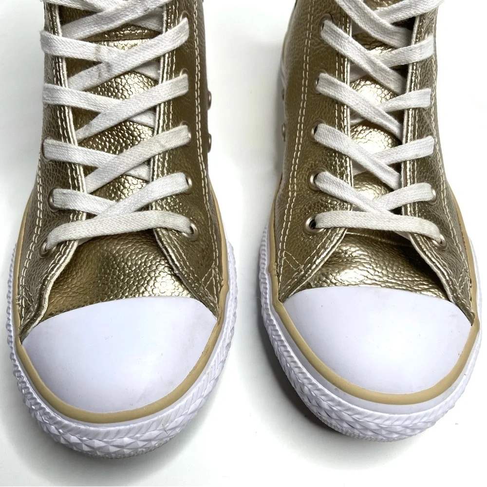 Converse All Star Chuck Taylor Metallic Gold Leather High Top Sneakers Size 3